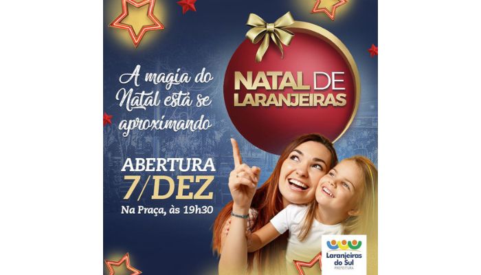  Natal de Laranjeiras do Sul: Acender das luzes e abertura da Casa do Noel será na quarta-feira, 7